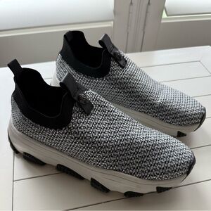 Kurt Geiger Black and White Crystal Knit Sneakers with Modern Silhouette